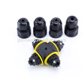 4 Way Assemble X Type ip67 Screwing Wire waterproof Power Connector